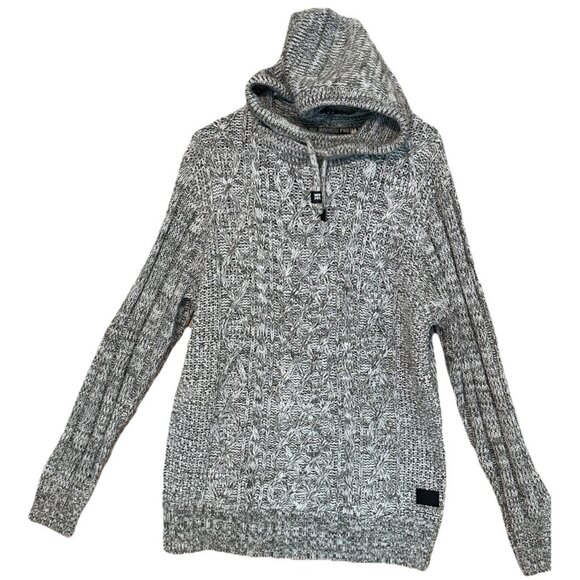 Projek Raw Sz Lg Grey Cable Knit Sweater Hoodie Cardigan Pullover - Picture 1 of 8